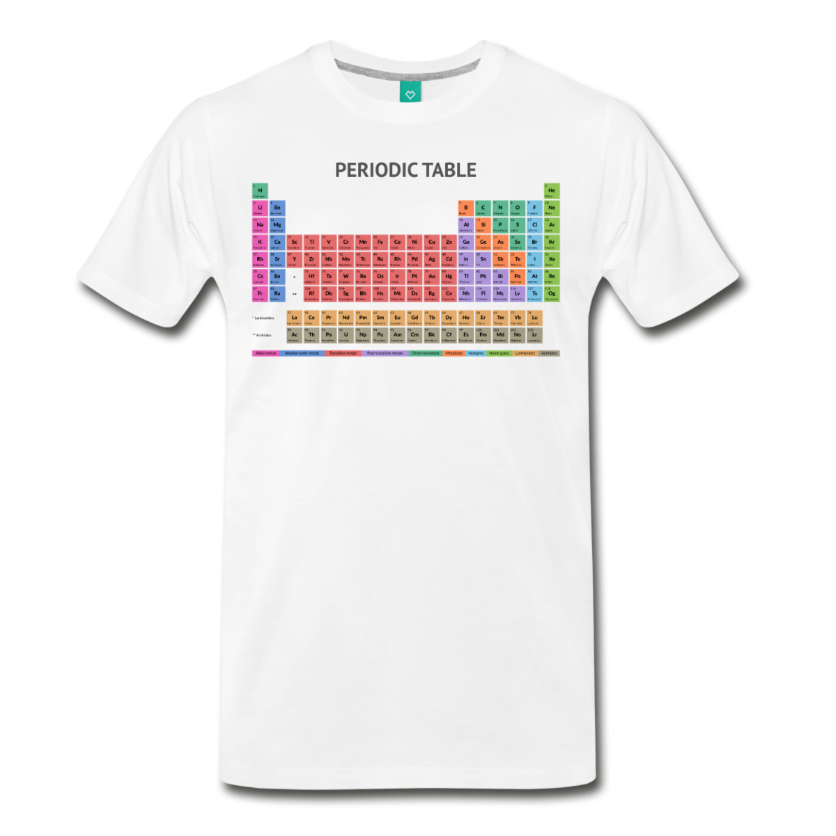 Periodic table t-shirt in light background
